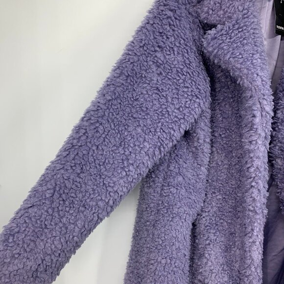 Torrid 0 Maxi Coat Size 12 Purple Soft Sherpa Open Front Lined NWT - Picture 9 of 15